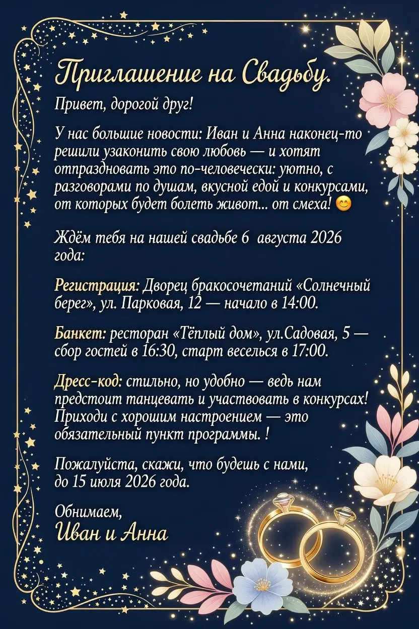 Всегда казалось странным, что подготовка к большому празднику начинается с обычной картинки из мессенджера.
А ведь приглашение — это первое, что увидят гости | Сетка — социальная сеть от hh.ru