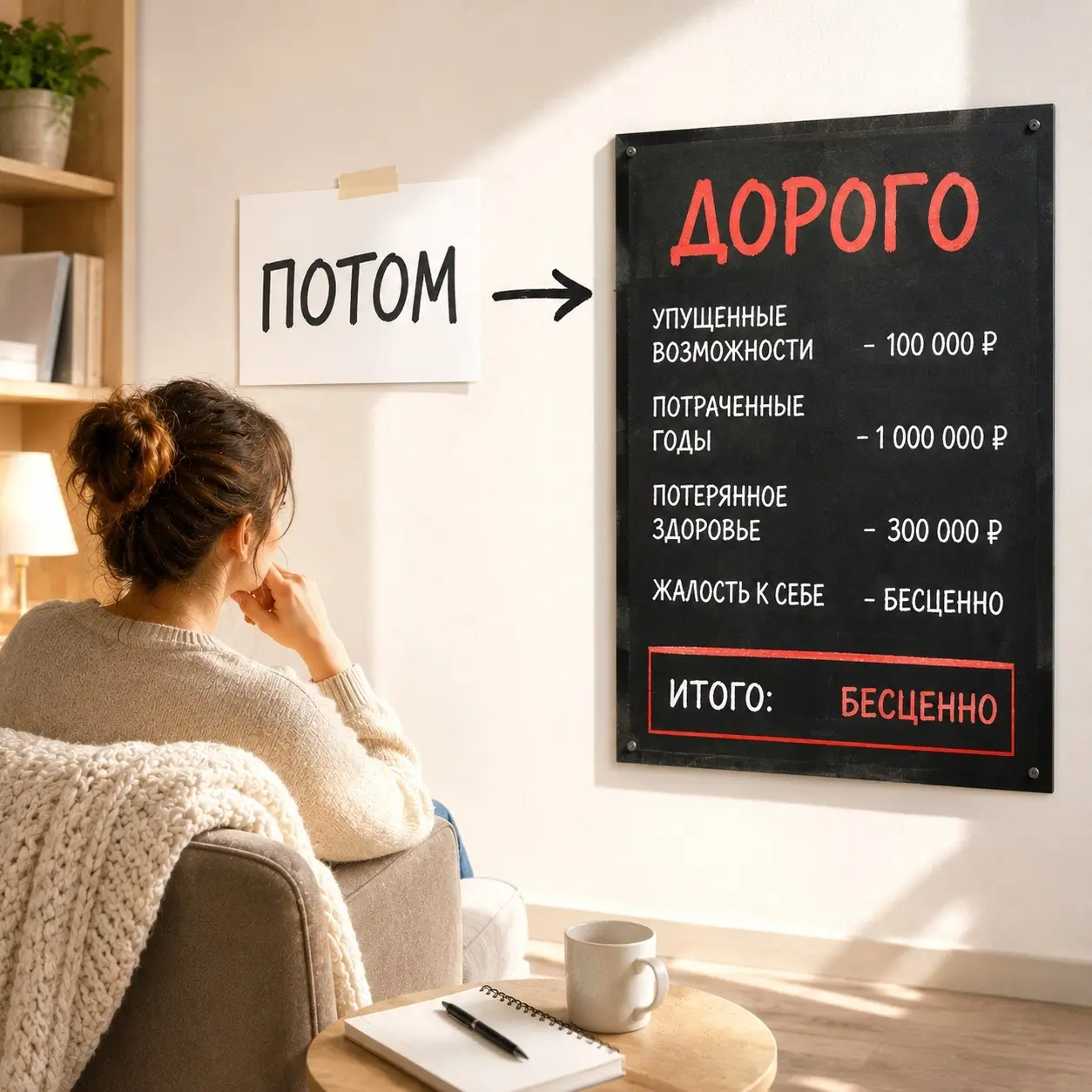 ПОТОМ - ЭТО ДОРОГО
Есть одно слово, которое незаметно обходится нам очень дорого.
«ПОТОМ».
Потом попрошу повышение.
Потом начну откладывать деньги.
Потом сменю работу.
Потом займусь собой | Сетка — социальная сеть от hh.ru