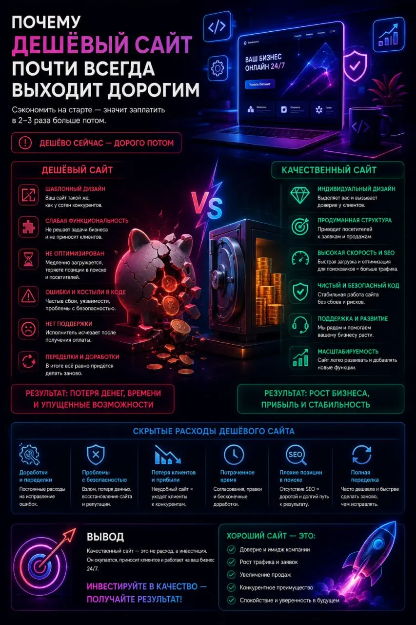 Почему дешёвый сайт почти всегда выходит дорогим
На первый взгляд дешёвый сайт кажется логичным решением: экономим бюджет, запускаемся быстрее, вроде бы всё просто | Сетка — социальная сеть от hh.ru