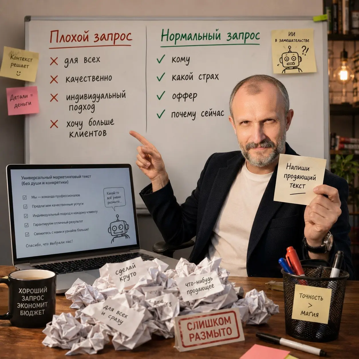 Почему нейросеть пишет вам херню? Потому что вы ей эту херню и скормили.
Нет, я сейчас не про «плохие промпты» | Сетка — социальная сеть от hh.ru