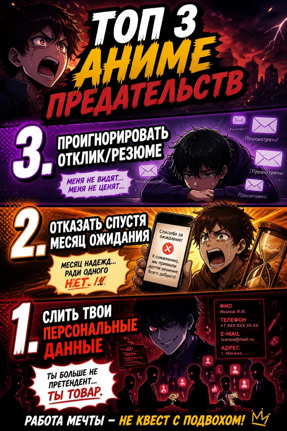 Топ-3 аниме предательств при поиске работы | Сетка — социальная сеть от hh.ru