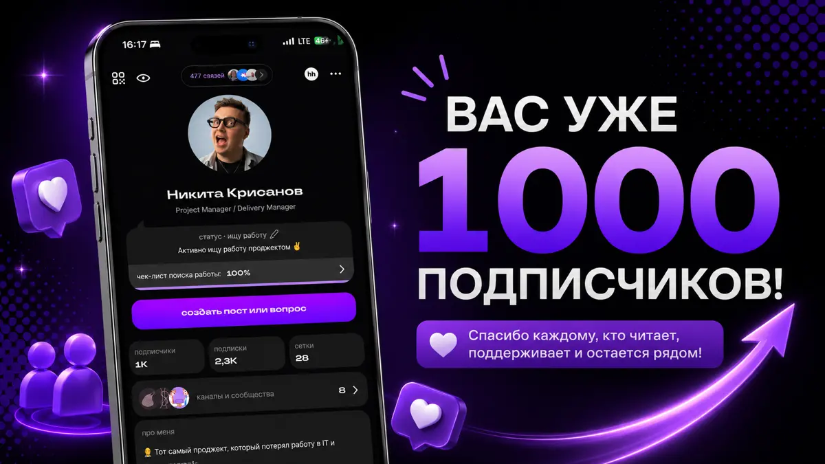 🎉 Вас уже 1000! | Сетка — социальная сеть от hh.ru