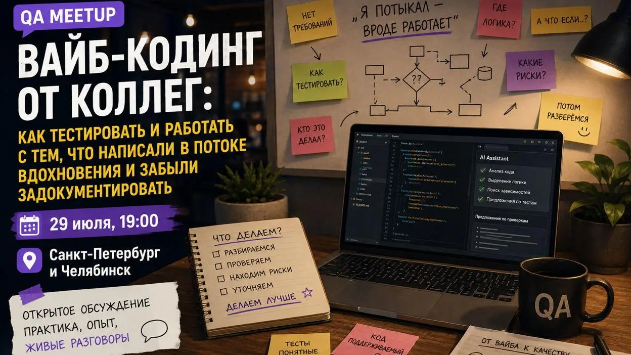 Вайб-кодинг от коллег: как тестировать и работать с тем, что написали в потоке вдохновения и забыли задокументировать
💡 Byndyusoft и участники открытого обсужденияобсудять, как тестировать «вайб-кодин... | Сетка — социальная сеть от hh.ru