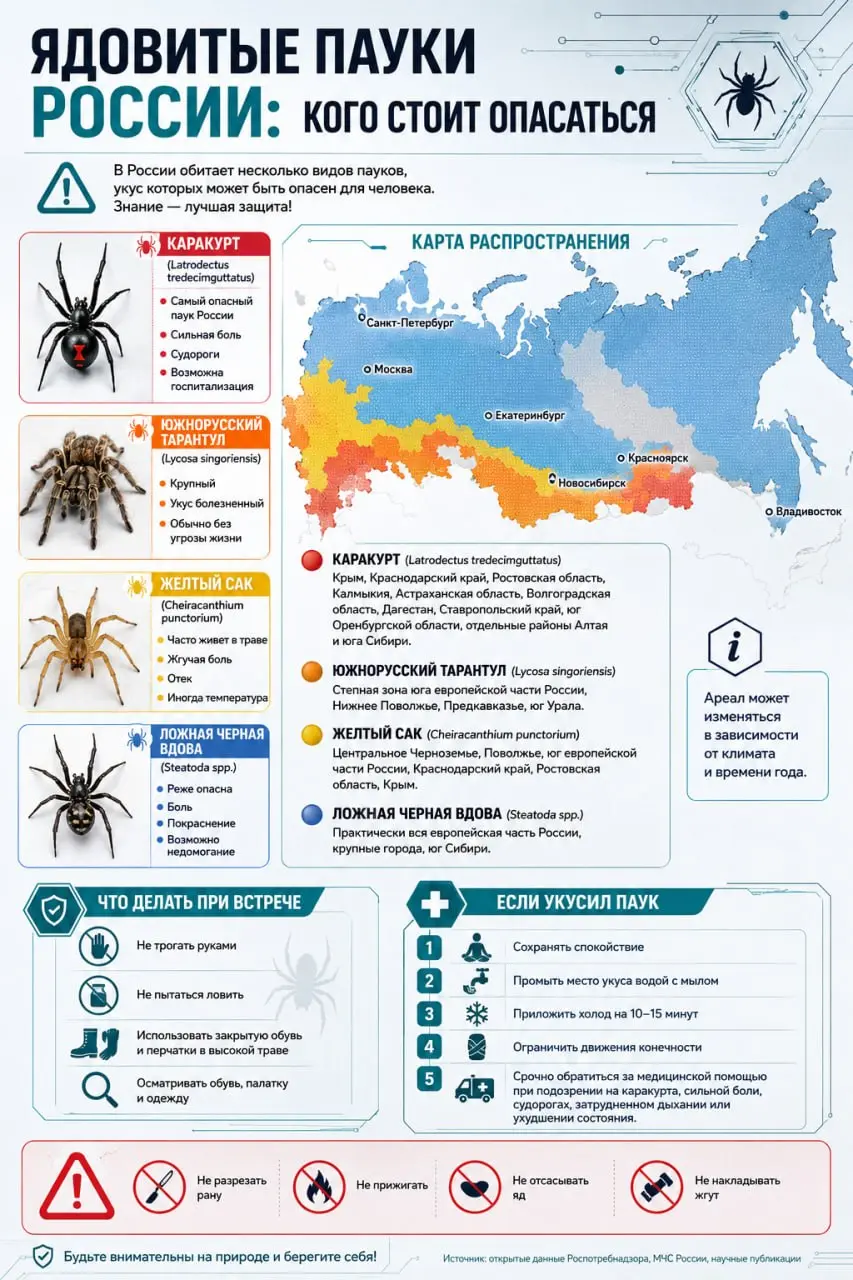 🕷 Ядовитые пауки России: кого действительно стоит опасаться?
Лето - сезон отпусков, походов, работы на даче и отдыха на природе. Именно в это время вероятность встречи с пауками значительно возрастает | Сетка — социальная сеть от hh.ru
