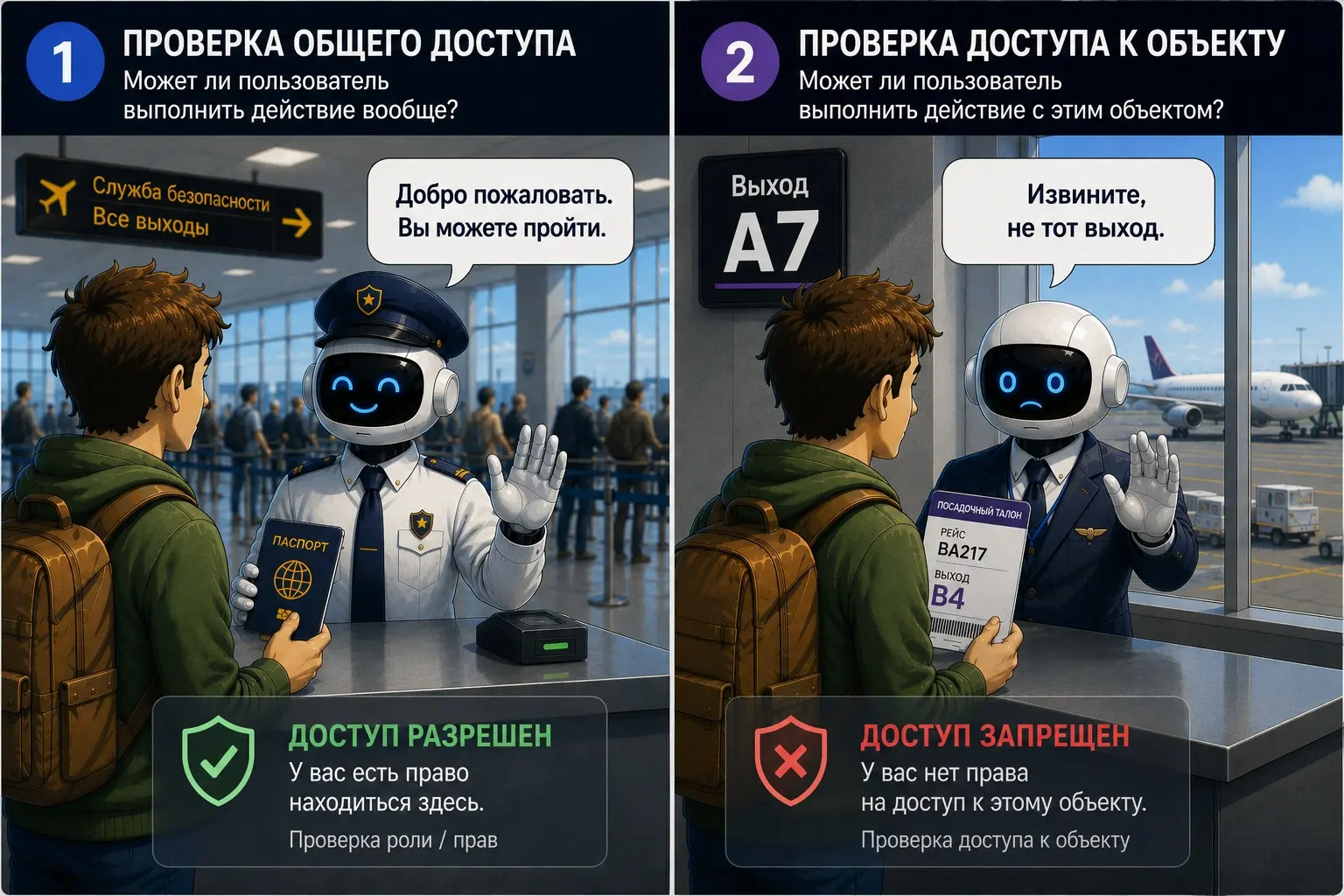 Проверку прав обычно рекомендуют выполнять внутри юзкейсов, поскольку именно они реализуют бизнес-сценарии | Сетка — социальная сеть от hh.ru