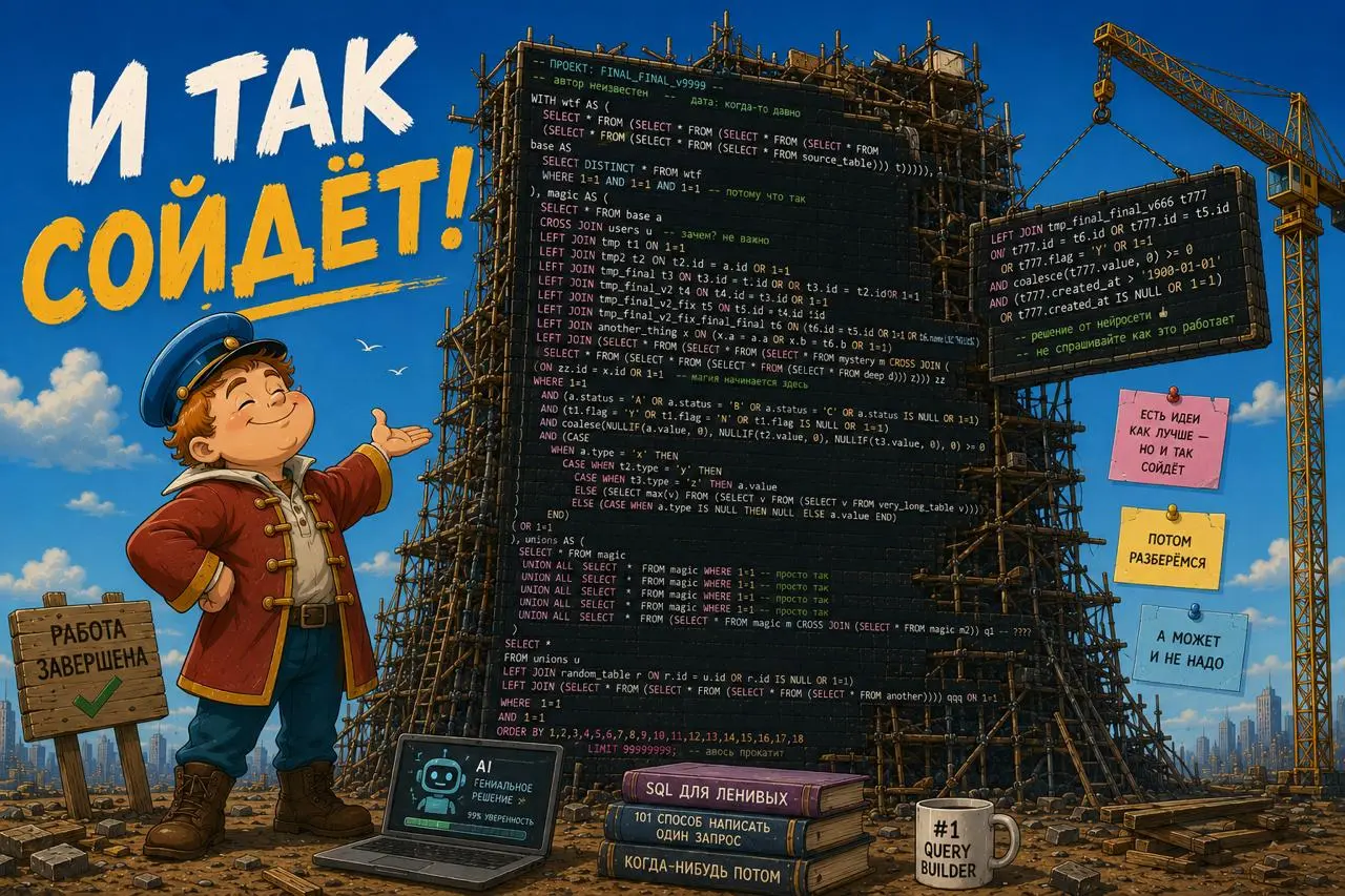 Продолжая тему тех самых SQL-скриптов на 1200 строк, хочу напомнить одну важную вещь, которая касается вообще любого кода | Сетка — социальная сеть от hh.ru