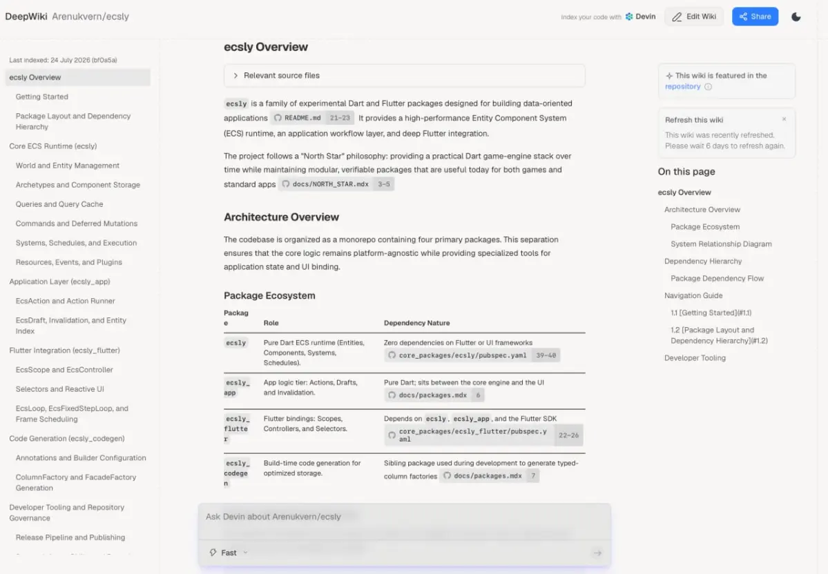 добавил a bunch of deepwiki (это AI-based wiki для репозиториев) для
- skill steward (engineering stewardship layer / ladder / ethics for managing complex and simple repositories including monorepos) ... | Сетка — социальная сеть от hh.ru