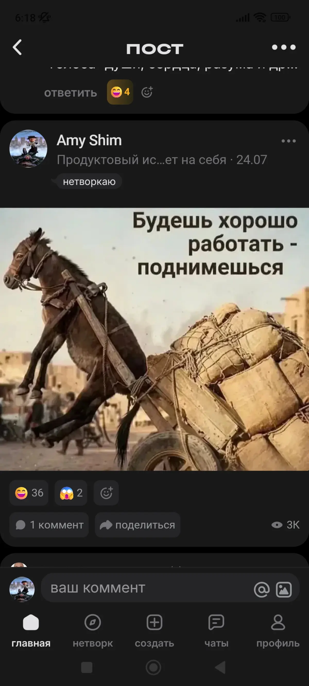 Аномалия? 3 к просмотров и ни одного комментария🤭 | Сетка — социальная сеть от hh.ru