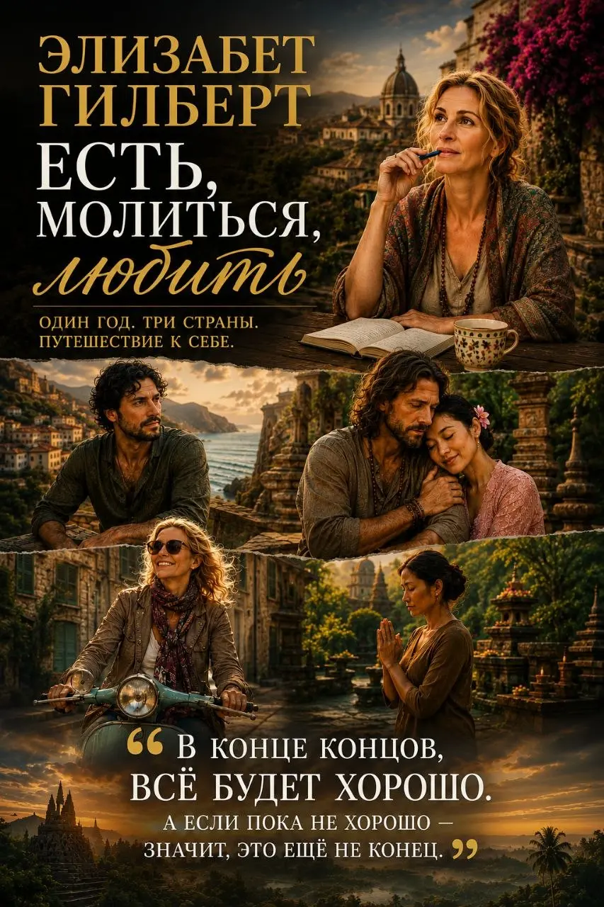 🌿 Элизабет Гилберт — «Есть, молиться, любить»
«В конце концов, всё будет хорошо. А если пока не хорошо — значит, это ещё не конец | Сетка — социальная сеть от hh.ru