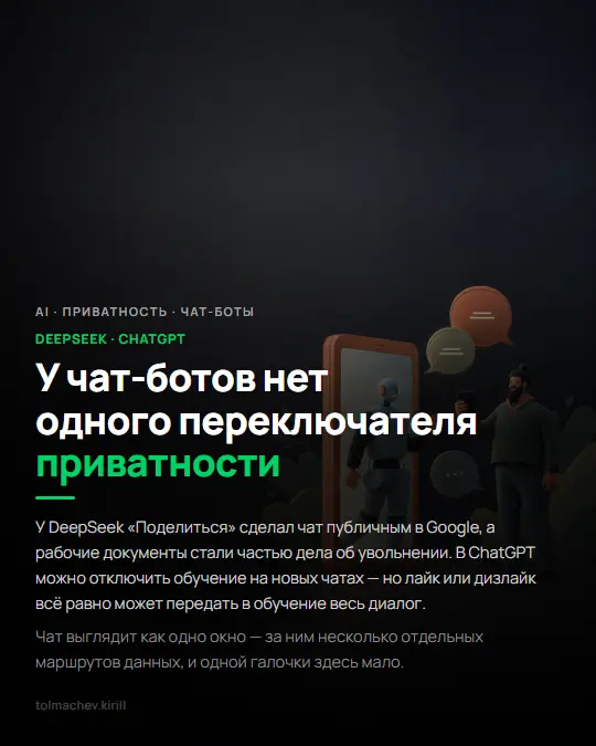 У чат-ботов нет одного переключателя приватности | Сетка — социальная сеть от hh.ru