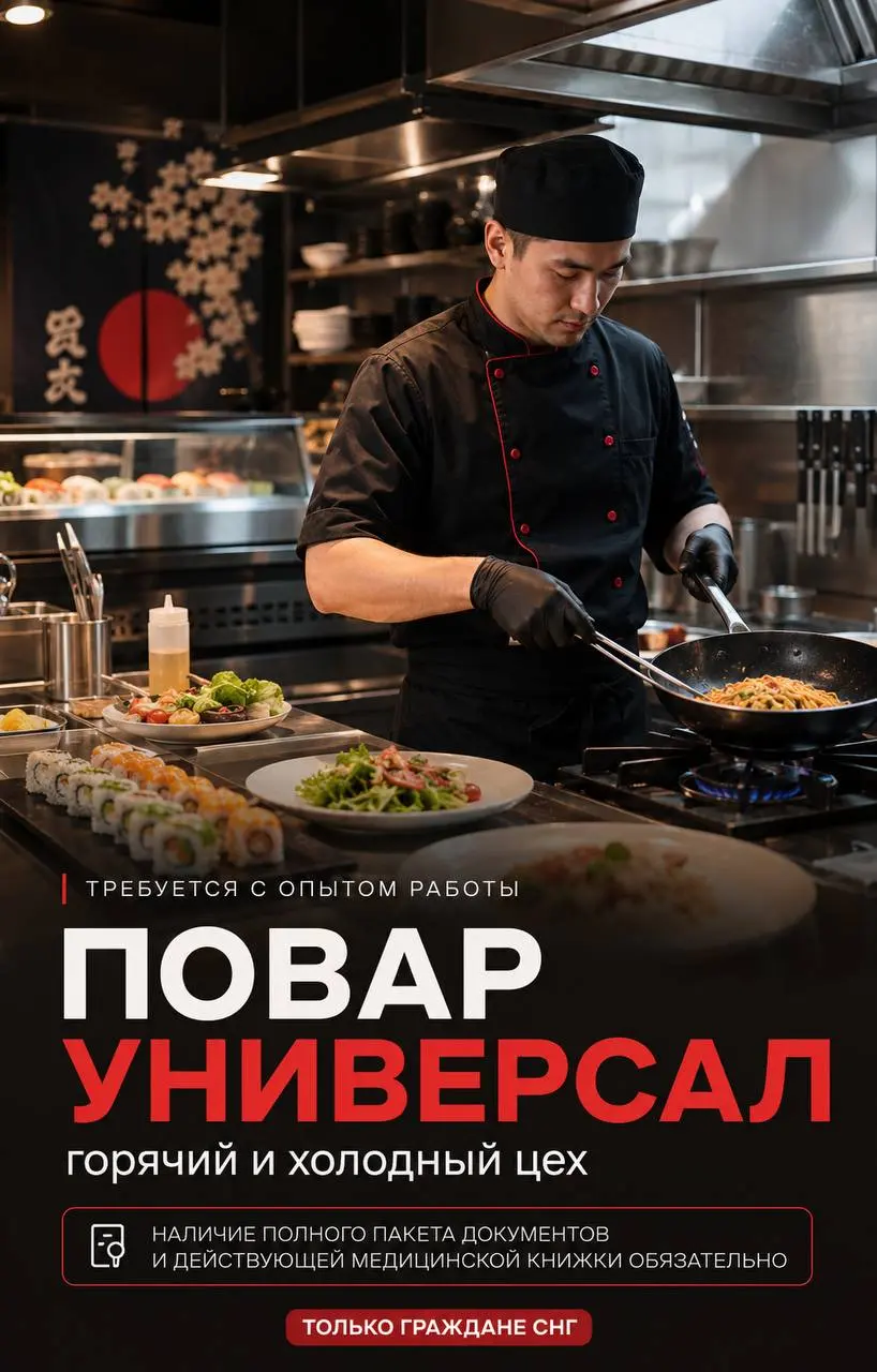ПОВАР-УНИВЕРСАЛ
Прямой работодатель
• Москва, м. Ленинский проспект
• Рестораны/Кафе
• @Daryads05
Полное описание вакансии размещено в Телеграм и Макс. Переходите по ссылке в закрепленном сообщении | Сетка — социальная сеть от hh.ru