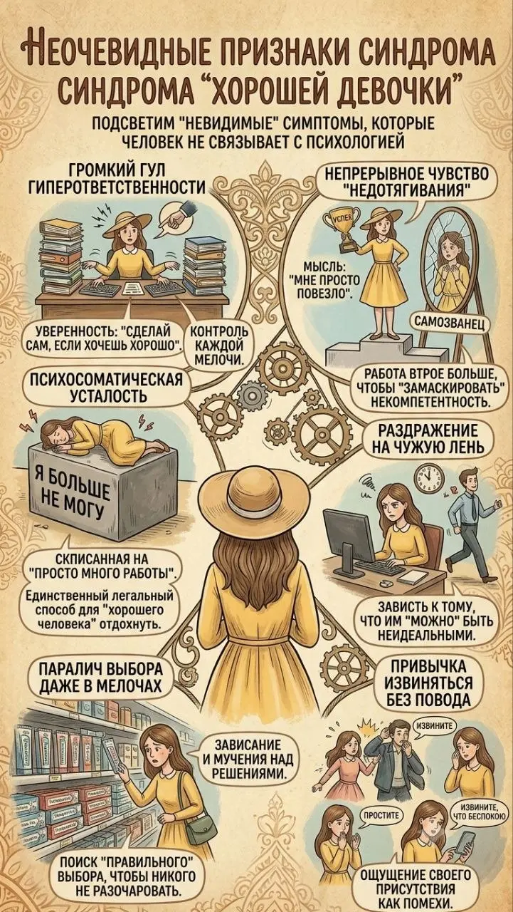 ​«Ну я просто такой человек!» — или как маскируется синдром «хорошей девочки»
​Знаете, что самое коварное в этом синдроме? Он почти никогда не выглядит как явная проблема | Сетка — социальная сеть от hh.ru
