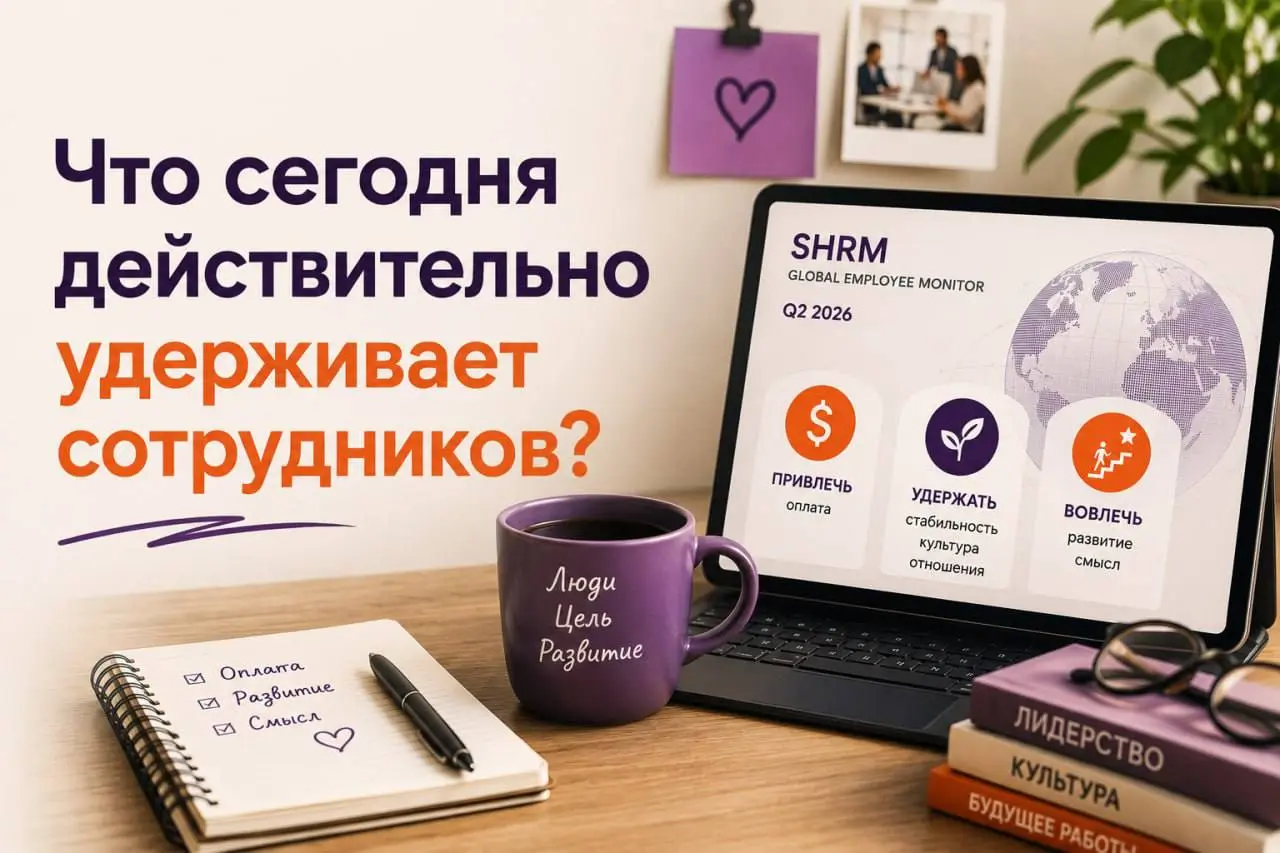 Как удержать сотрудников?
Свежие данные SHRM ✅
Недавно изучила новый выпуск международного исследования SHRM Global Employee Monitor за второй квартал 2026 года | Сетка — социальная сеть от hh.ru