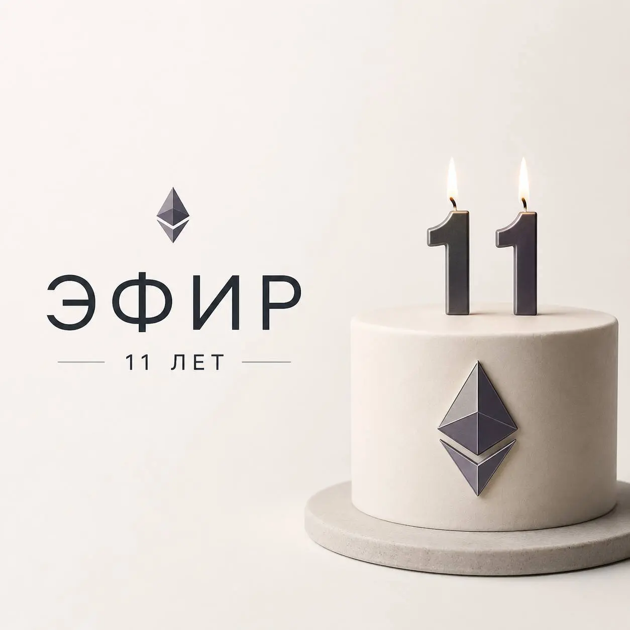 🔹 Сегодня Ethereum исполняется 11 лет.
30 июля 2015-го был добыт первый блок – ETH тогда стоил около $1
За эти годы сеть прошла три цикла роста и столько же падений | Сетка — социальная сеть от hh.ru