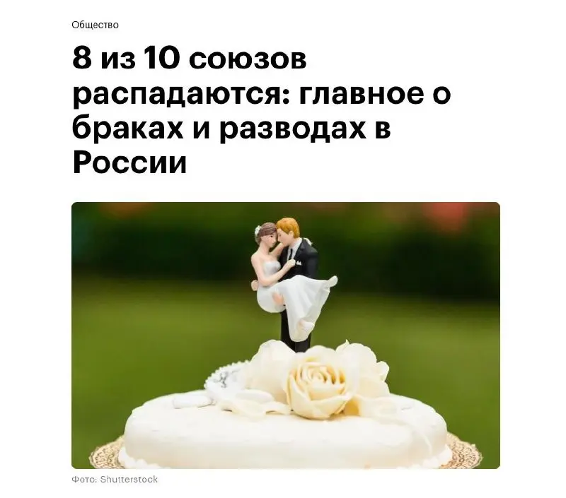 📈8 из 10 браков распадаются
Помню, пару лет назад эта цифра сильно форсилась в медиа. У меня она вызвала ужас и отбила желание планировать брак. Думаю, не у меня одного | Сетка — социальная сеть от hh.ru