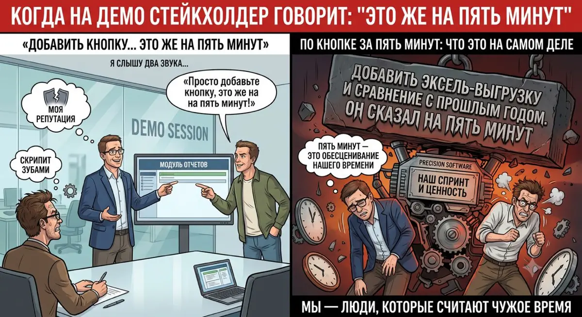 КОГДА НА ДЕМО СТЕЙКХОЛДЕР ГОВОРИТ: «ЭТО ЖЕ НА ПЯТЬ МИНУТ» | Сетка — социальная сеть от hh.ru