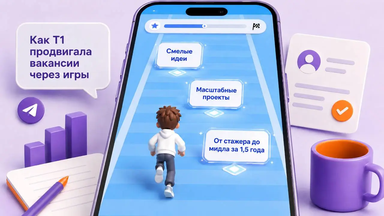 Как Т1 продвигала бренд работодателя через мобильные игры 💻
Т1 вместе с Bidease и Media Instinct запустила кампанию по продвижению бренда работодателя внутри мобильных игр | Сетка — социальная сеть от hh.ru