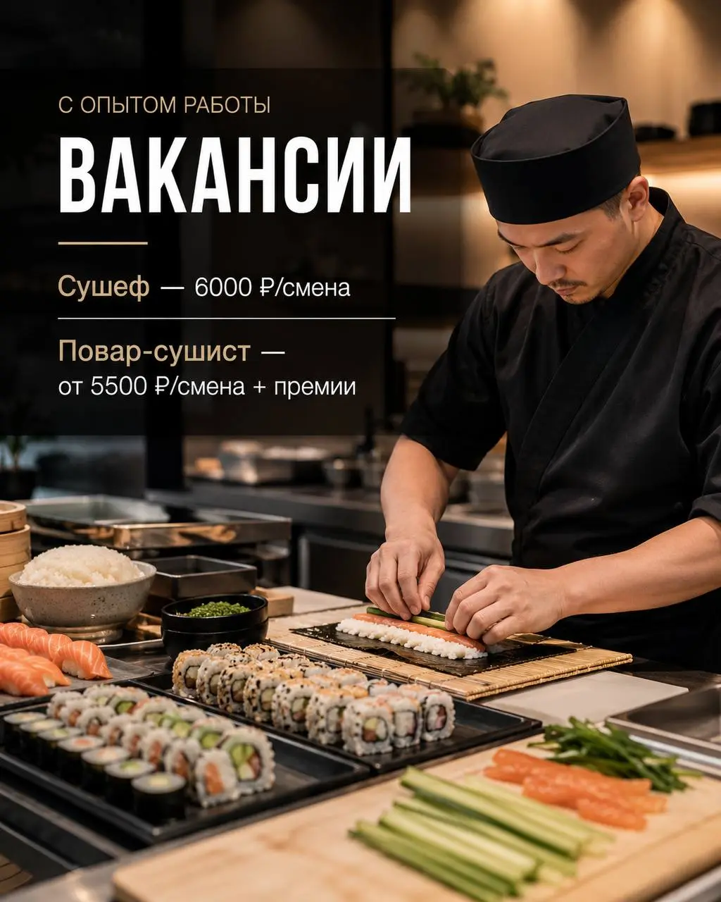 1️⃣СУ-ШЕФ,
2️⃣ПОВАР-СУШИСТ
Ресторан доставки
• Красногорск, Центральный проезд 3
• Рестораны/Кафе
• +79922288996
Полное описание вакансии размещено в Телеграм и Макс | Сетка — социальная сеть от hh.ru