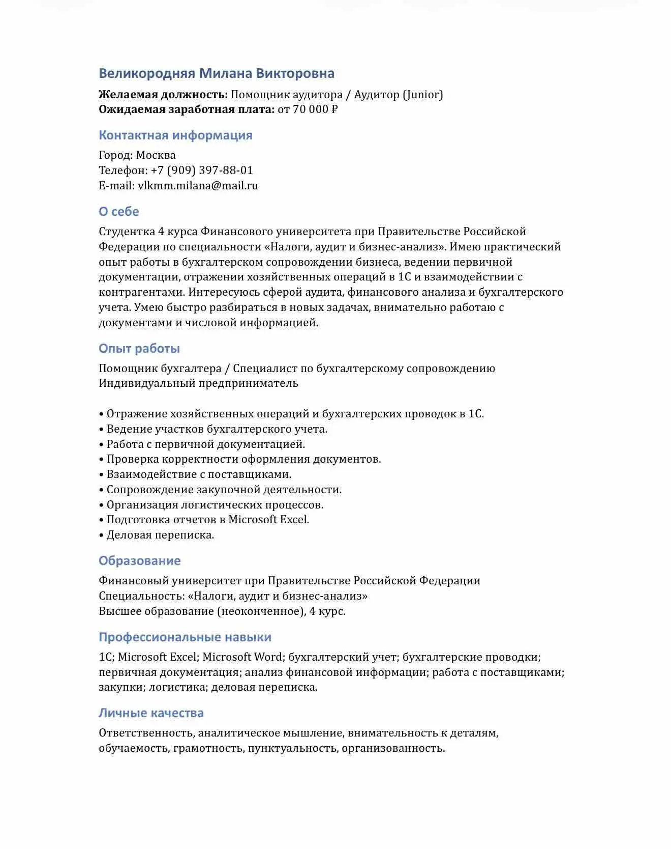 Милана Великородняя