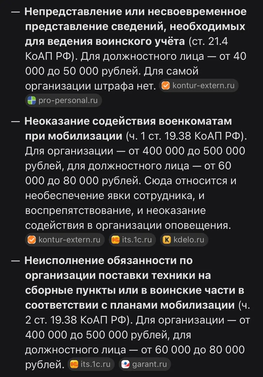 А вот вам и актуальный список тех самых штрафов которых так боится бизнес: | Сетка — социальная сеть от hh.ru