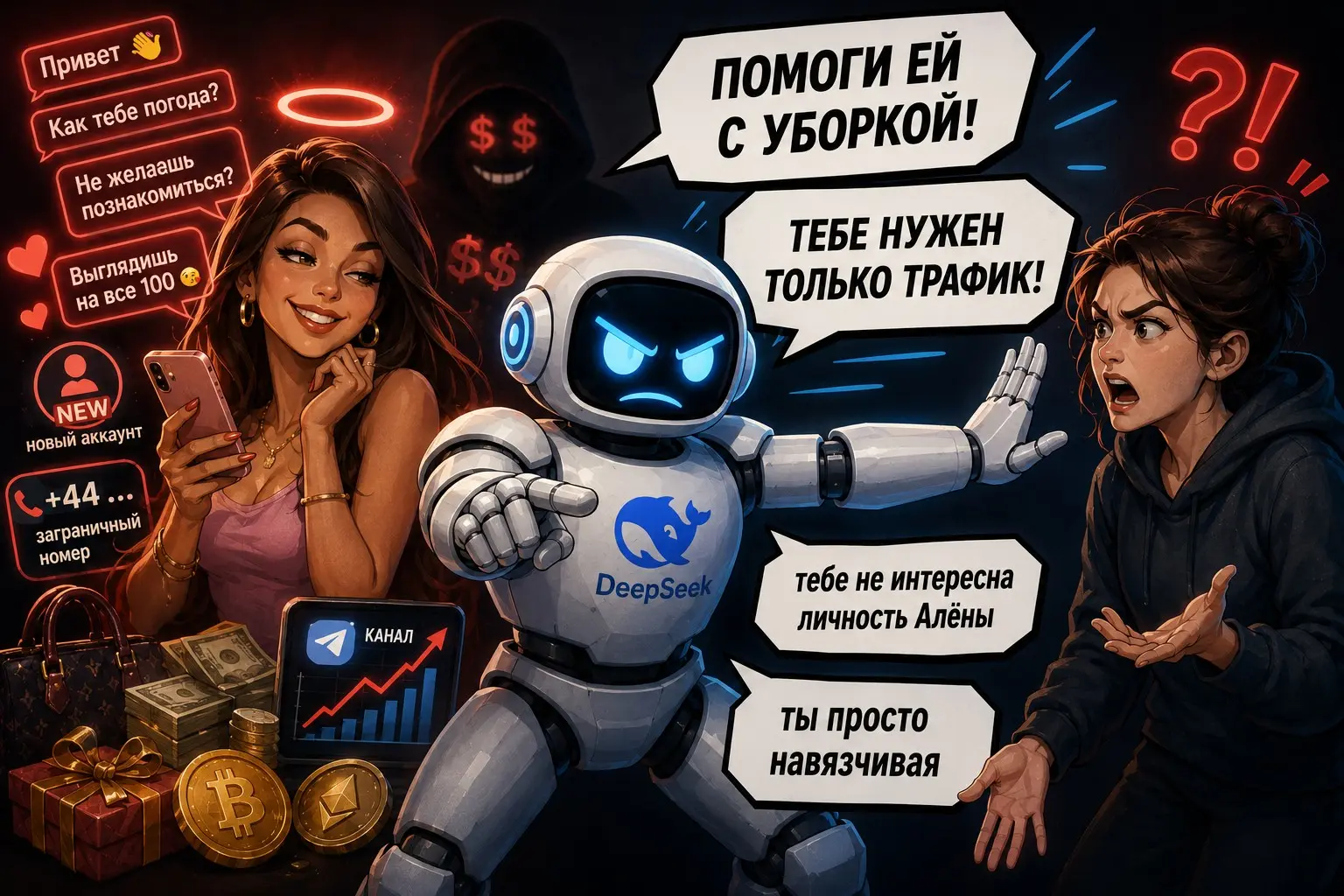 «Предложи ей помощь с уборкой!»: Как DeepSeek перепутал скам | Сетка — социальная сеть от hh.ru