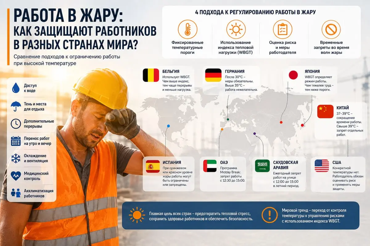 ☀️ Лето 2026 года вновь бьёт температурные рекорды
Пока одни обсуждают, при какой температуре можно уйти домой, другие уже давно внедрили целые системы защиты работников от теплового стресса | Сетка — социальная сеть от hh.ru