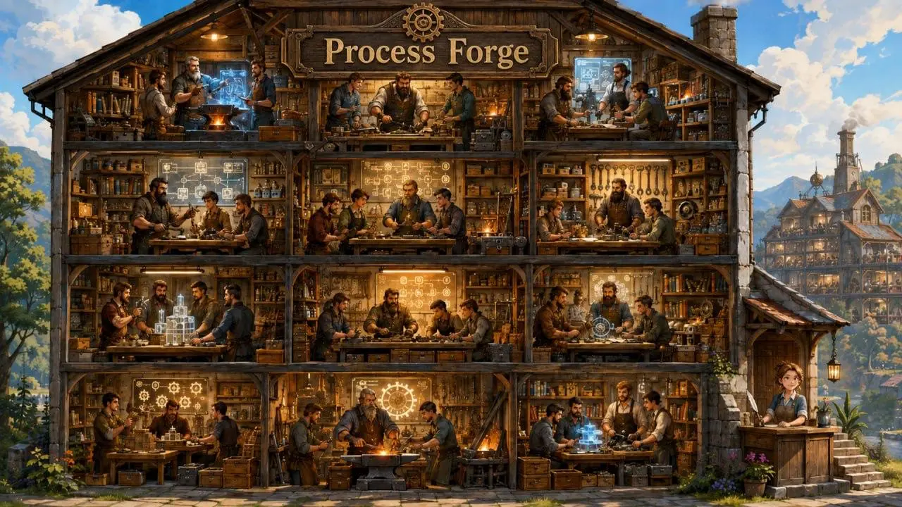 Process Forge — фреймворк для создания AI-процессов.
На новогодних каникулах 2026 в одном из чатов Joomla-сообщества коллега по цеху поделился промптом для ИИ-агента и результатом этого промпта | Сетка — социальная сеть от hh.ru