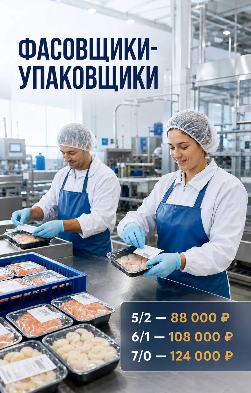 ФАСОВЩИК-УПАКОВЩИК
88 000₽ - 124 000₽
Пищевое производство
• Серпухов
• Упаковка и фасовка
• +79250811345
Полное описание вакансии размещено в Телеграм и Макс | Сетка — социальная сеть от hh.ru