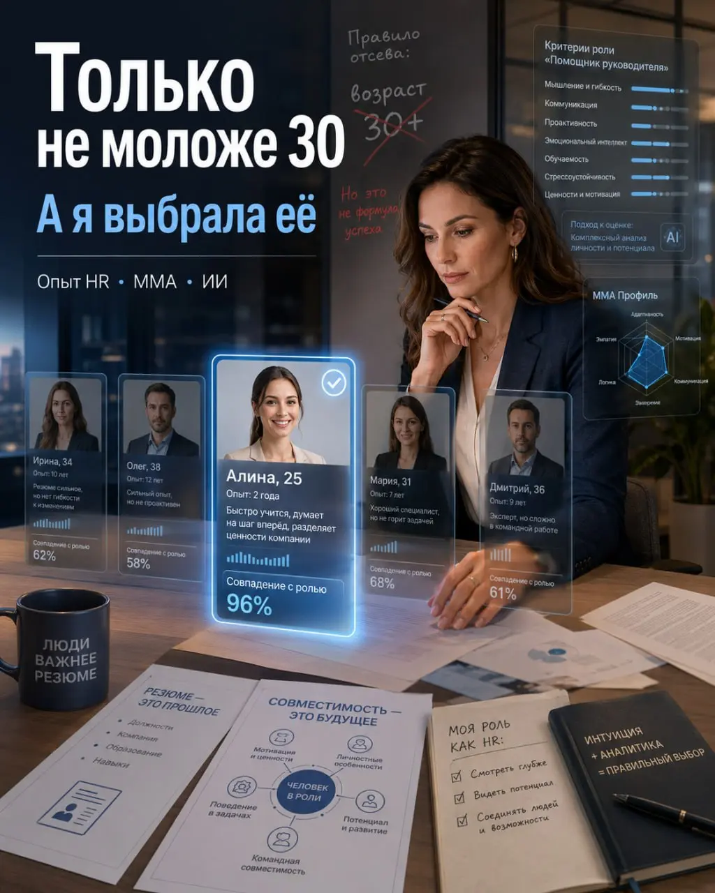 «Только не моложе 30 лет».
Именно так начал разговор мой новый заказчик, когда мы обсуждали поиск личного ассистента.

Мужчин не рассматриваем.
Девушек младше тридцати - тоже. Уже был такой опыт | Сетка — социальная сеть от hh.ru