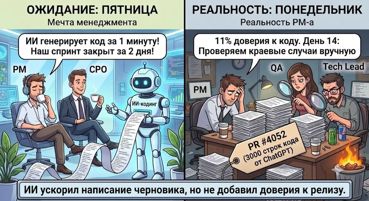 ИИ пишет код за 1 минуту, а релиз уехал на месяц | Сетка — социальная сеть от hh.ru