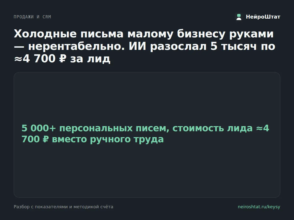 Холодные письма: агент вместо менеджера, лид за 4000 ₽ | Сетка — социальная сеть от hh.ru