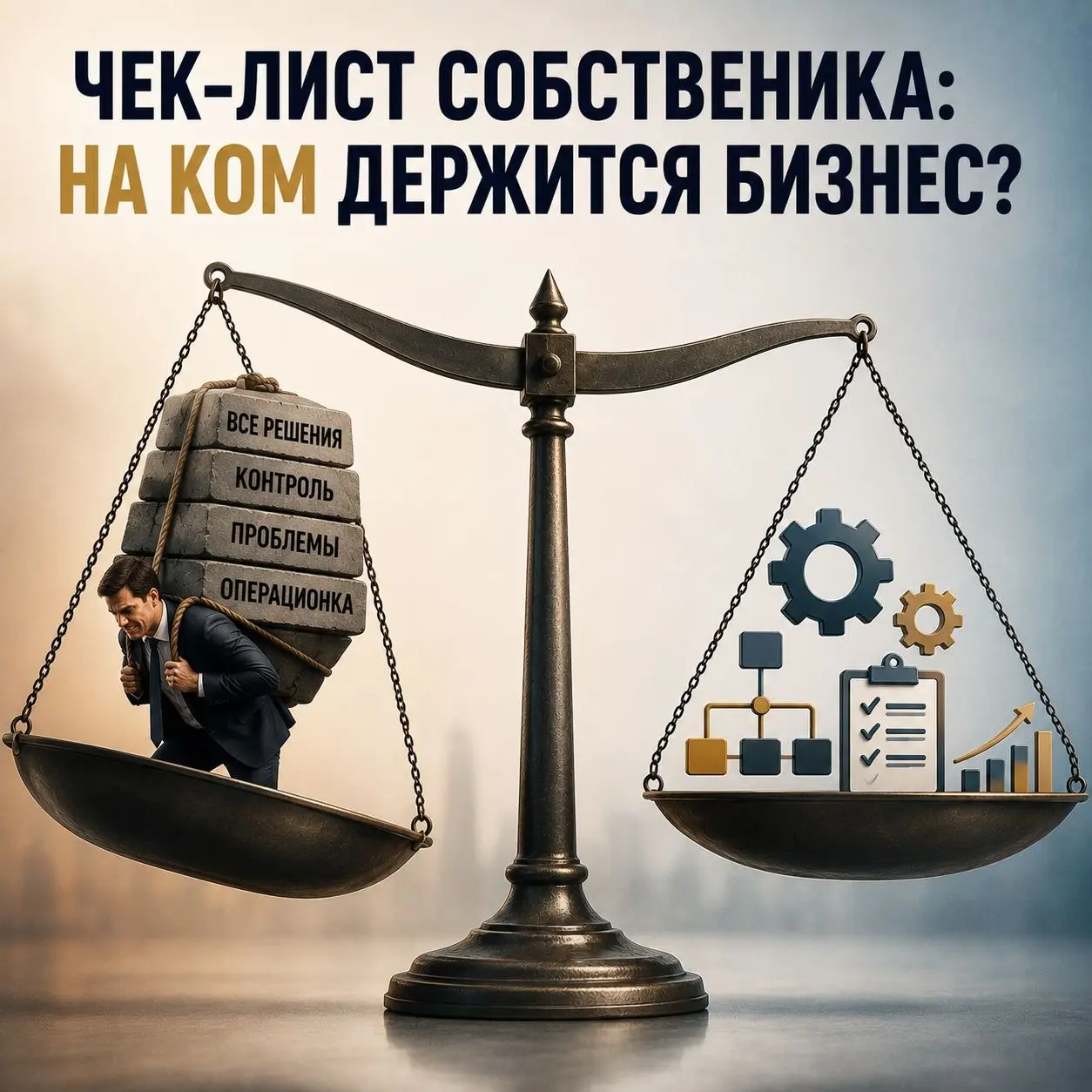 Чек-лист собственника
На ком держится Ваш бизнес? 🏗️
Посчитайте, количество тезисов, с которыми Вы согласны, а после посмотрите результат:
☐ Без моего участия большинство важных вопросов не решается | Сетка — социальная сеть от hh.ru