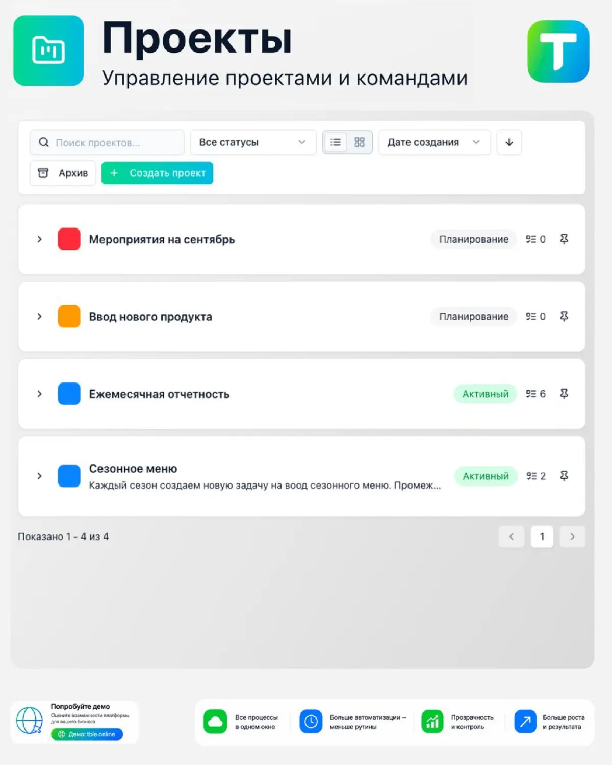 Задачи в Тейбл | Сетка — социальная сеть от hh.ru