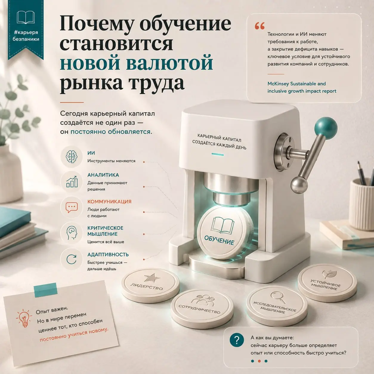 Почему обучение становится новой валютой рынка труда
Еще несколько лет назад карьерная траектория часто выглядела достаточно предсказуемо | Сетка — социальная сеть от hh.ru