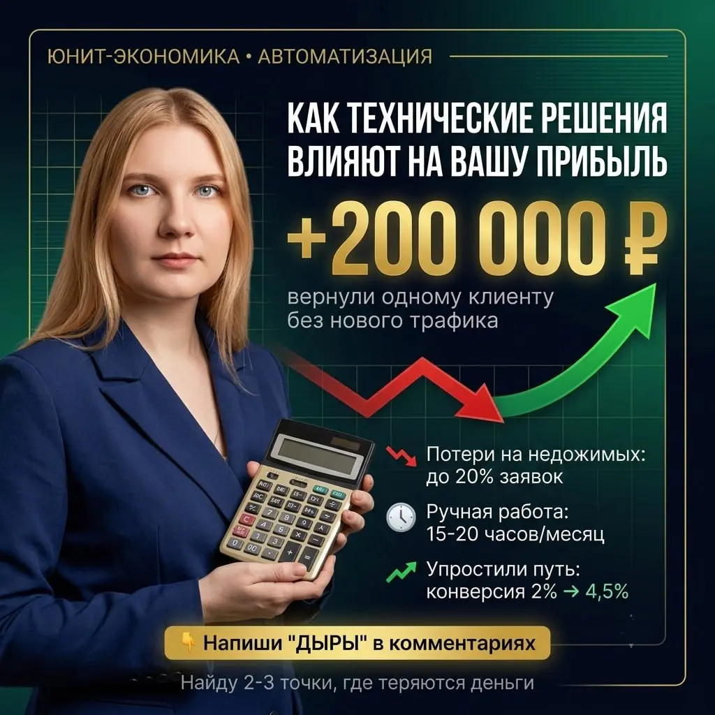 Юнит-экономика: как технические решения влияют на вашу прибыль 💸
Знаете, где прячутся деньги в вашем бизнесе?
В местах, где система молчит. Где вы не дожимаете. Где клиент уходит молча | Сетка — социальная сеть от hh.ru