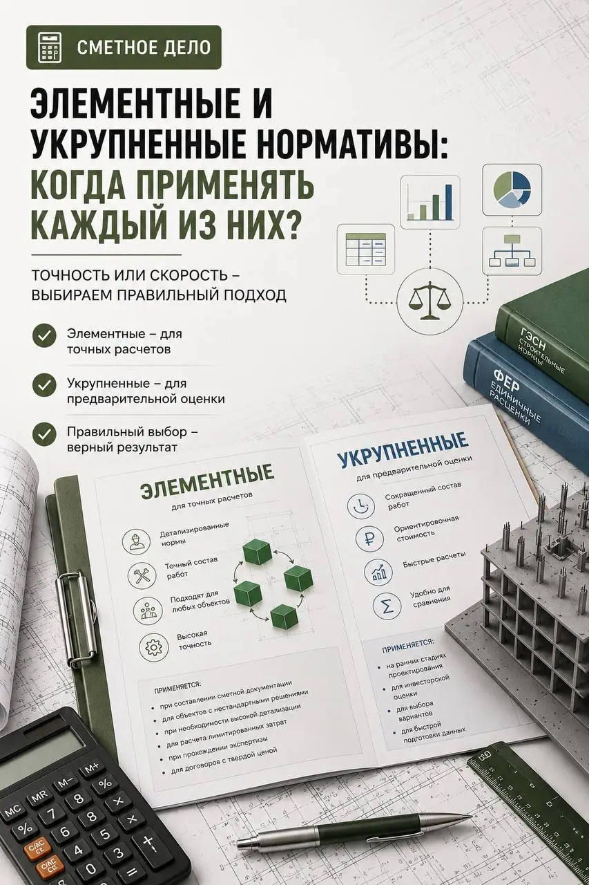 Элементные и укрупненные нормативы: когда применять каждый из них?
Не все сметные нормативы одинаковы. В зависимости от стадии проекта и требуемой точности расчета используются разные виды нормативов | Сетка — социальная сеть от hh.ru