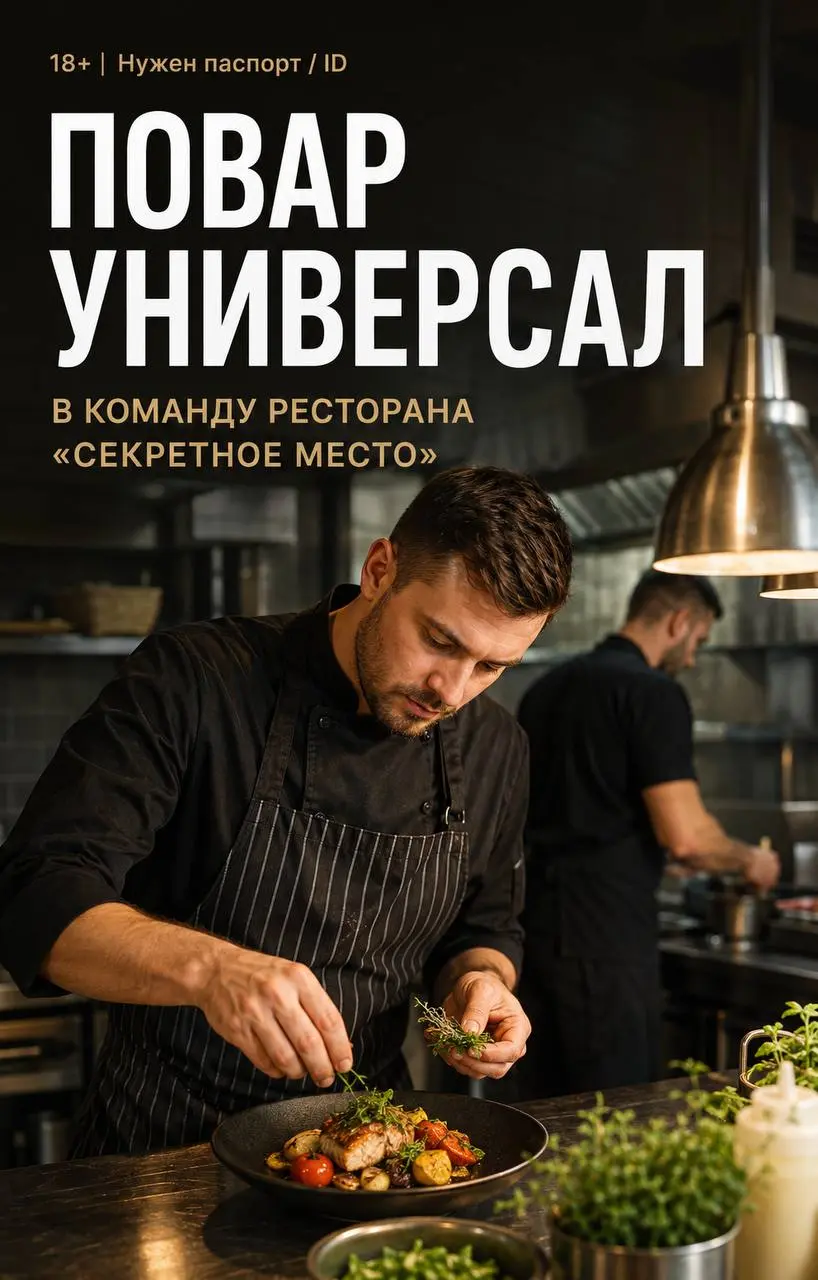 ПОВАР-УНИВЕРСАЛ
От 6 000₽/смена
Секретное место
• Москва
• Рестораны/Кафе
• +74956277863
Полное описание вакансии размещено в Телеграм и Макс. Переходите по ссылке в закрепленном сообщении | Сетка — социальная сеть от hh.ru