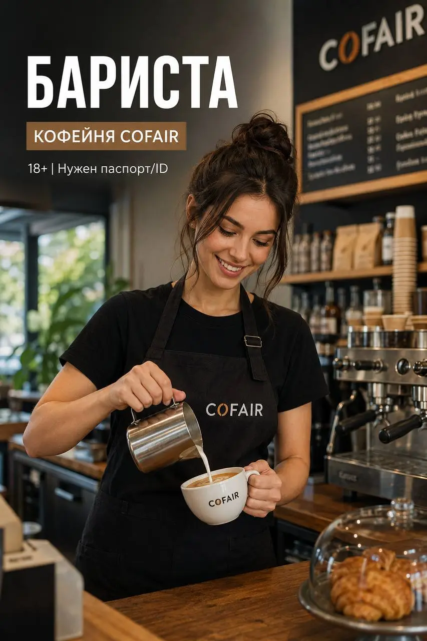 БАРИСТА
От 300₽/ч + премии
COFAIR
• Москва, м. Арбатская
• Рестораны/Кафе
• @cofairadmin
Полное описание вакансии размещено в Телеграм и Макс. Переходите по ссылке в закрепленном сообщении | Сетка — социальная сеть от hh.ru