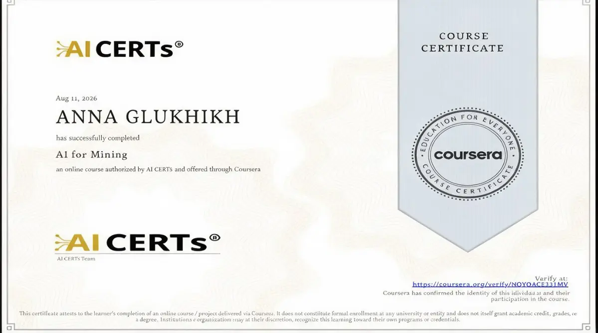 Я прошла курс «AI for Mining» от AI CERTs на Coursera | Сетка — социальная сеть от hh.ru