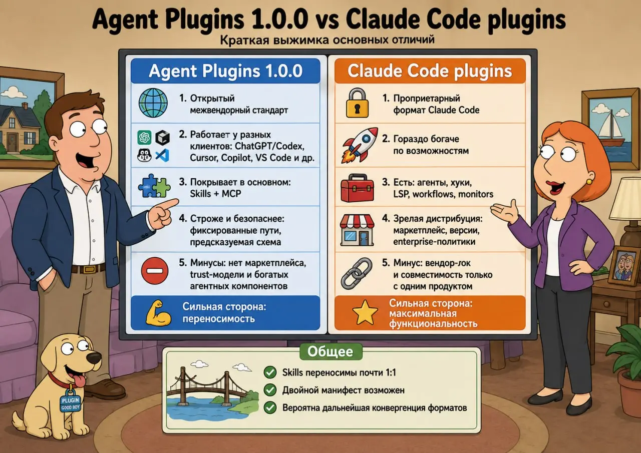 На прошлой неделе вышел стандарт agent-plugins.org: он собирает Skills и MCP в один пакет, который можно шарить. Забавная деталь: плагины давно живут в Claude, но Anthropic в стандарте не участвует | Сетка — социальная сеть от hh.ru