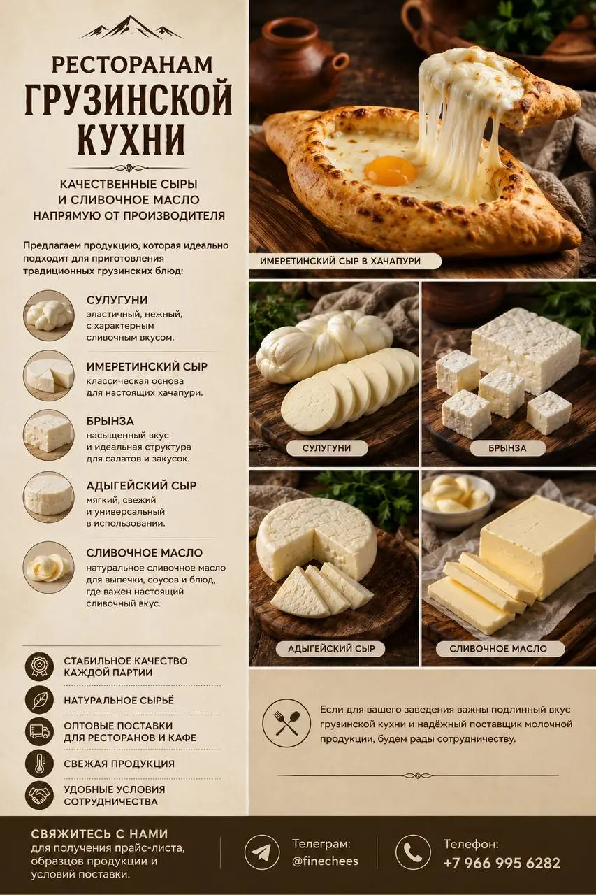 🧀 Ищем партнёров среди шеф-поваров и рестораторов
Если вам важно, чтобы поставщик понимал ритм кухни и не подводил с документами, познакомьтесь с нашими грузинскими сырами | Сетка — социальная сеть от hh.ru