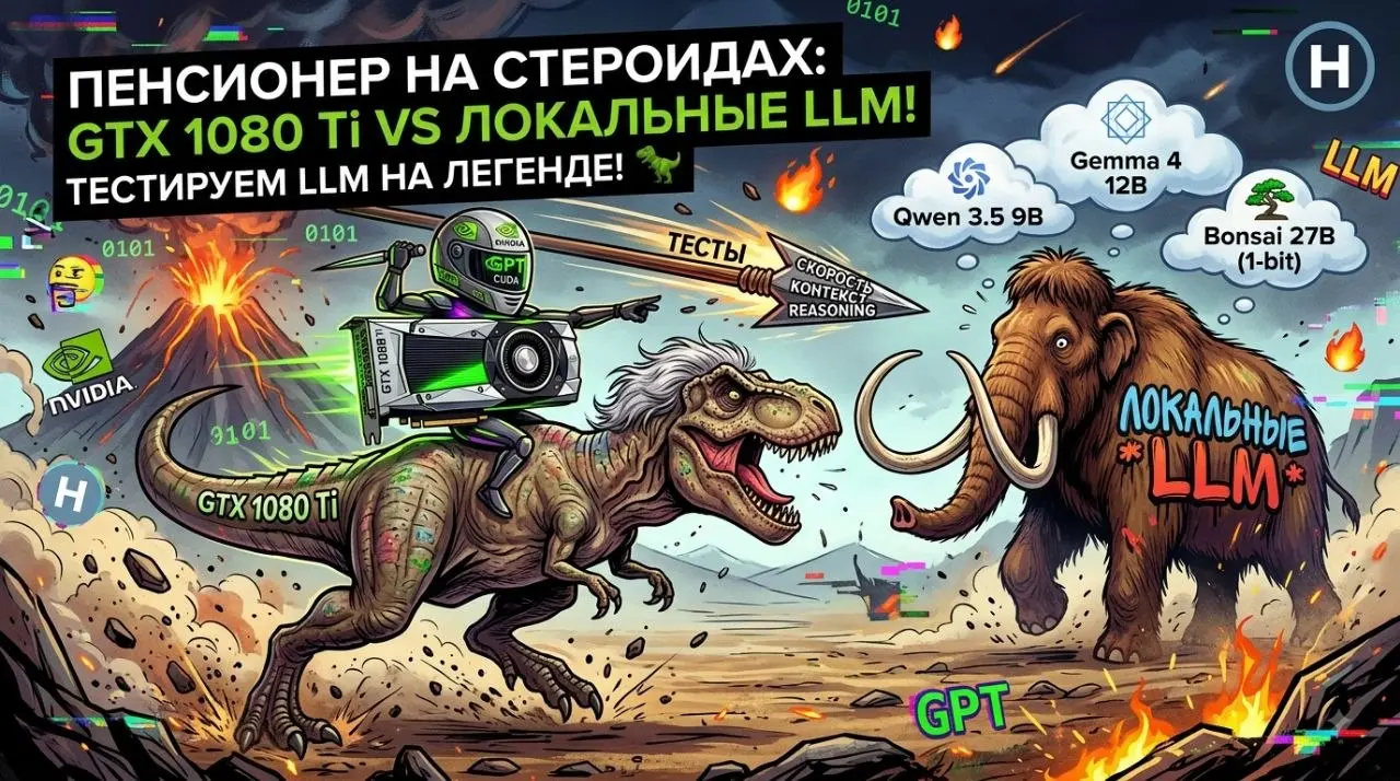 Пенсионер на стероидах: тестируем локальные LLM на легендарной GTX 1080 Ti 🦖
Короче, стояла задача локальной нарезки коротких рилсов из длинных подкастов с монтажом субтитрами все дела | Сетка — социальная сеть от hh.ru