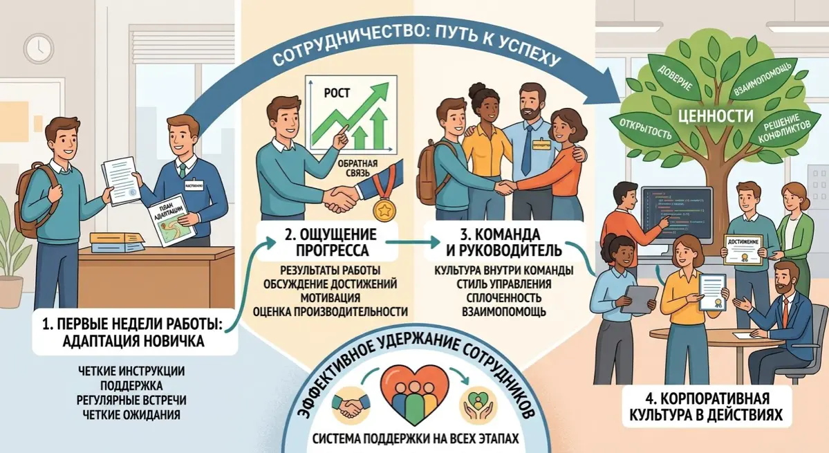 Удержание сотрудников — это комплексный процесс, который требует внимания к множеству факторов, а не только к зарплате. Давайте подробнее рассмотрим каждый из упомянутых вами пунктов.
1 | Сетка — социальная сеть от hh.ru