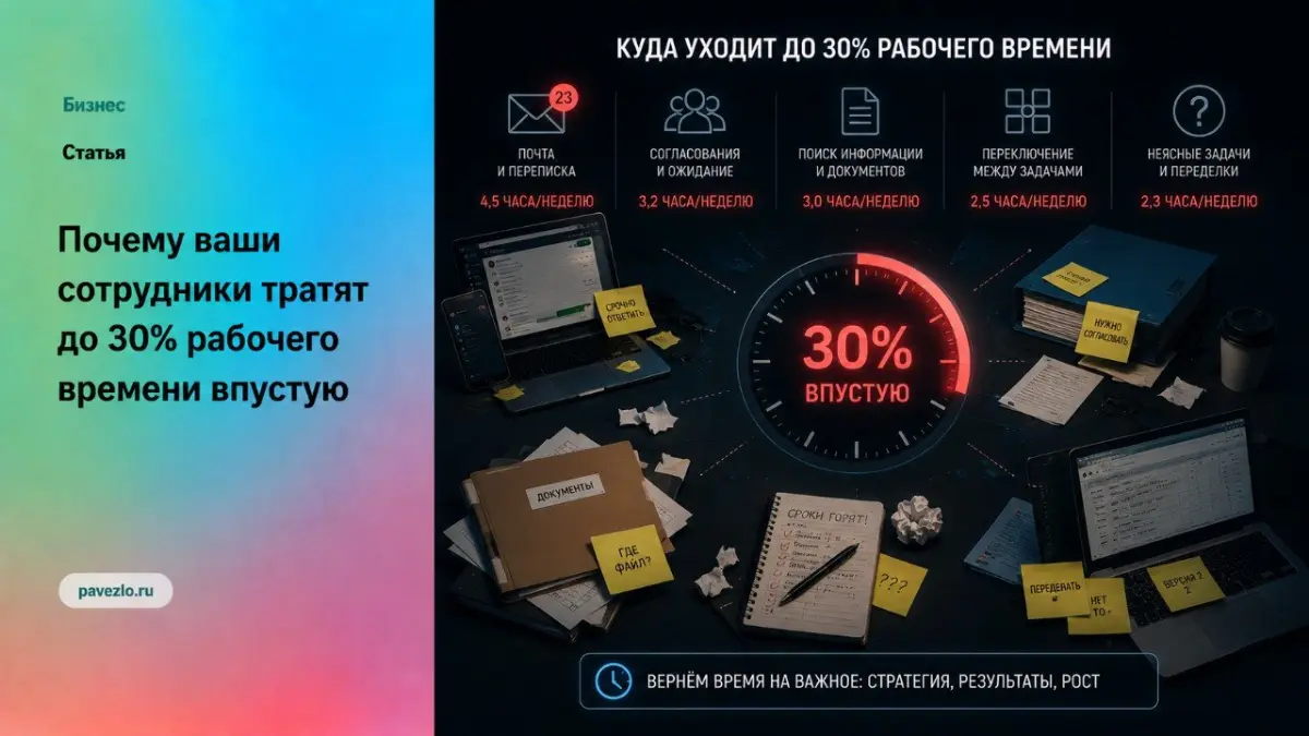 Почему сотрудники тратят до 30% рабочего времени впустую | Сетка — социальная сеть от hh.ru