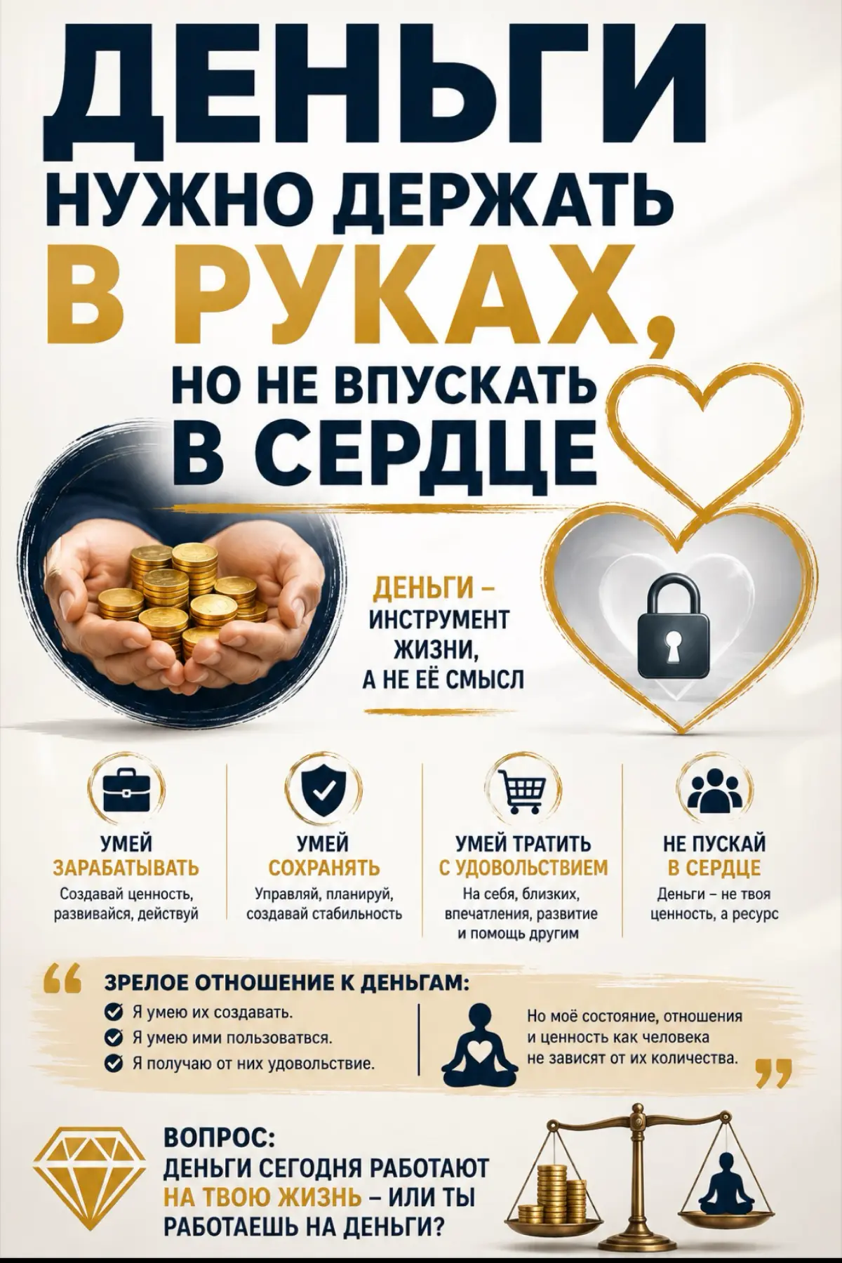 💰 Деньги нужно держать в руках, но не впускать в сердце
Важно уметь зарабатывать деньги.
Но этого недостаточно | Сетка — социальная сеть от hh.ru
