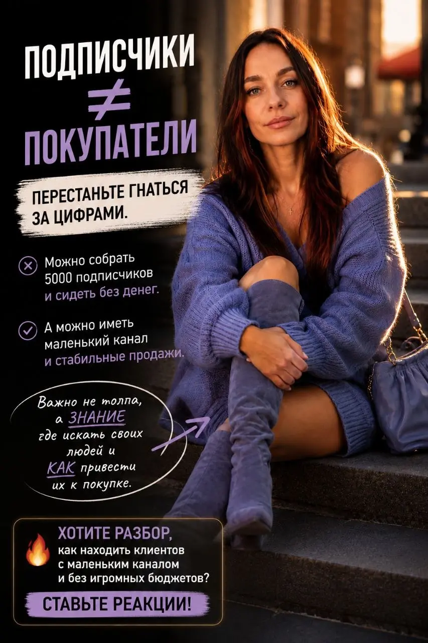 Подписчики ≠ Покупатели. Перестаньте гнаться за цифрами.
Можно собрать 5000 подписчиков и сидеть без денег. А можно иметь маленький канал и стабильные продажи | Сетка — социальная сеть от hh.ru