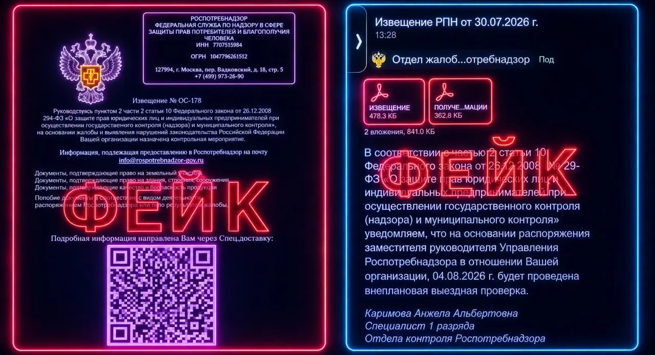 Роспотребнадзор предупредил о новой мошеннической схеме: злоумышленники рассылают юридическим лицам и предпринимателям поддельные письма, имитируя официальные уведомления ведомства о предстоящих прове... | Сетка — социальная сеть от hh.ru