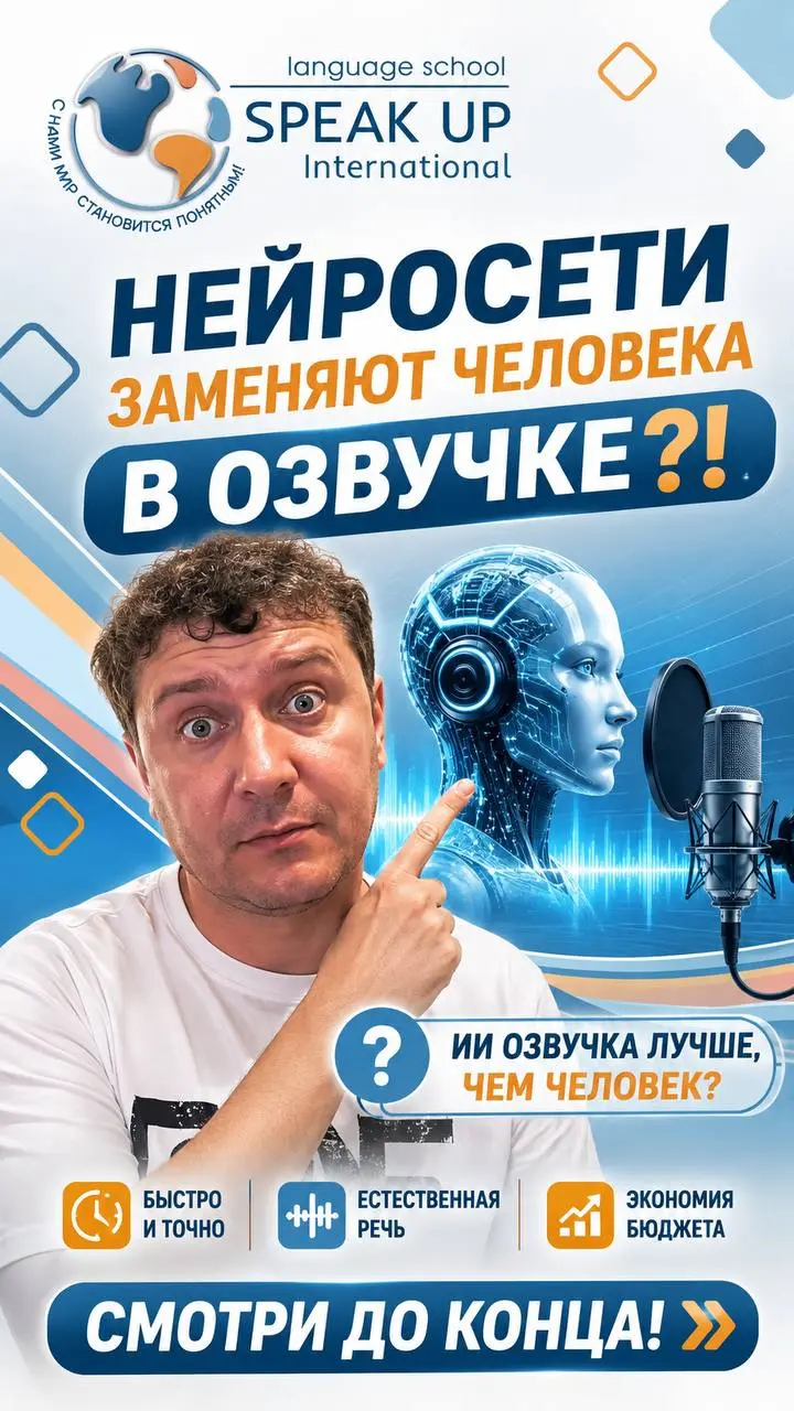 🎙️ Нейросети для озвучки — это уже не будущее, а реальность!
Звук неотличим от живого диктора, но при этом:
✅ Цена в разы ниже
✅ Сроки сокращаются до часов
✅ Возможности безграничны (любой голос, язык... | Сетка — социальная сеть от hh.ru