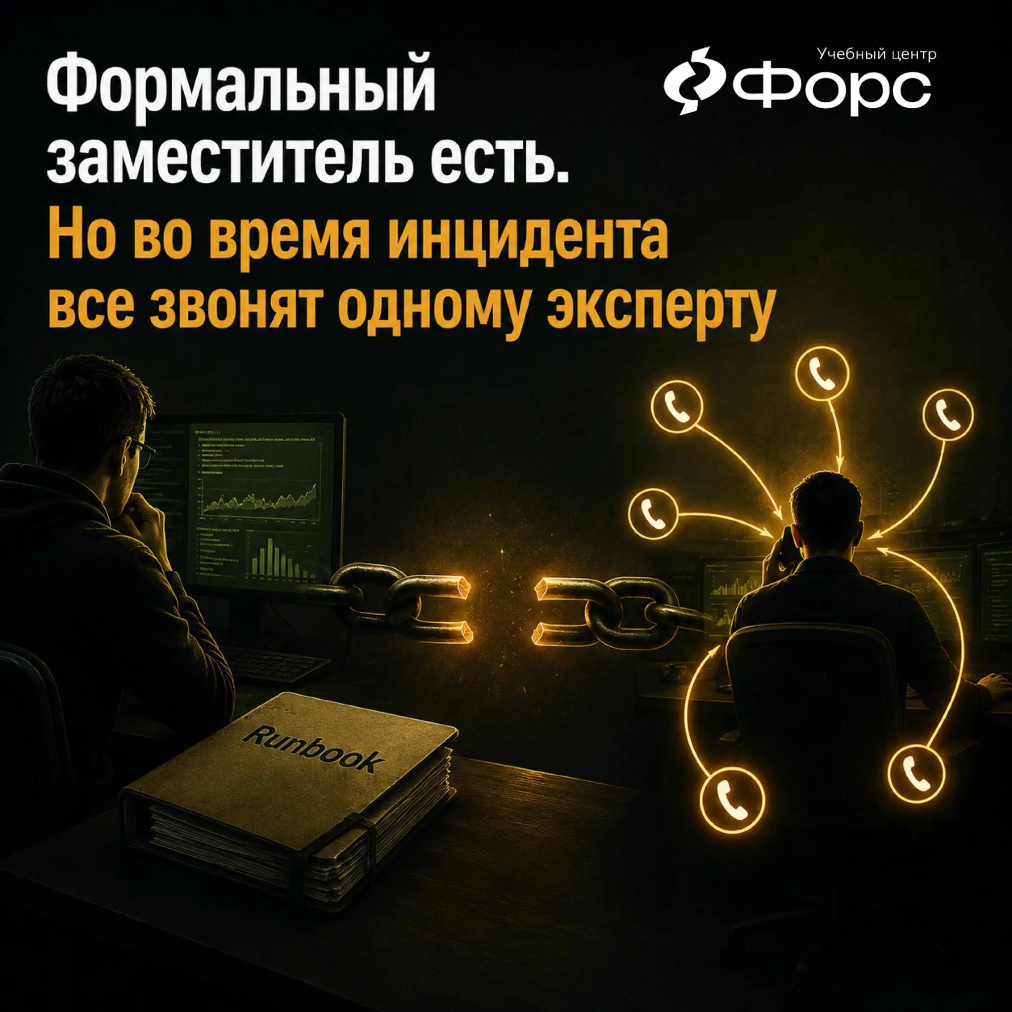 🛠️ Формальный заместитель есть. Но во время инцидента все всё равно звонят одному эксперту
У резервного специалиста могут быть доступы, документация и записи обучения | Сетка — социальная сеть от hh.ru
