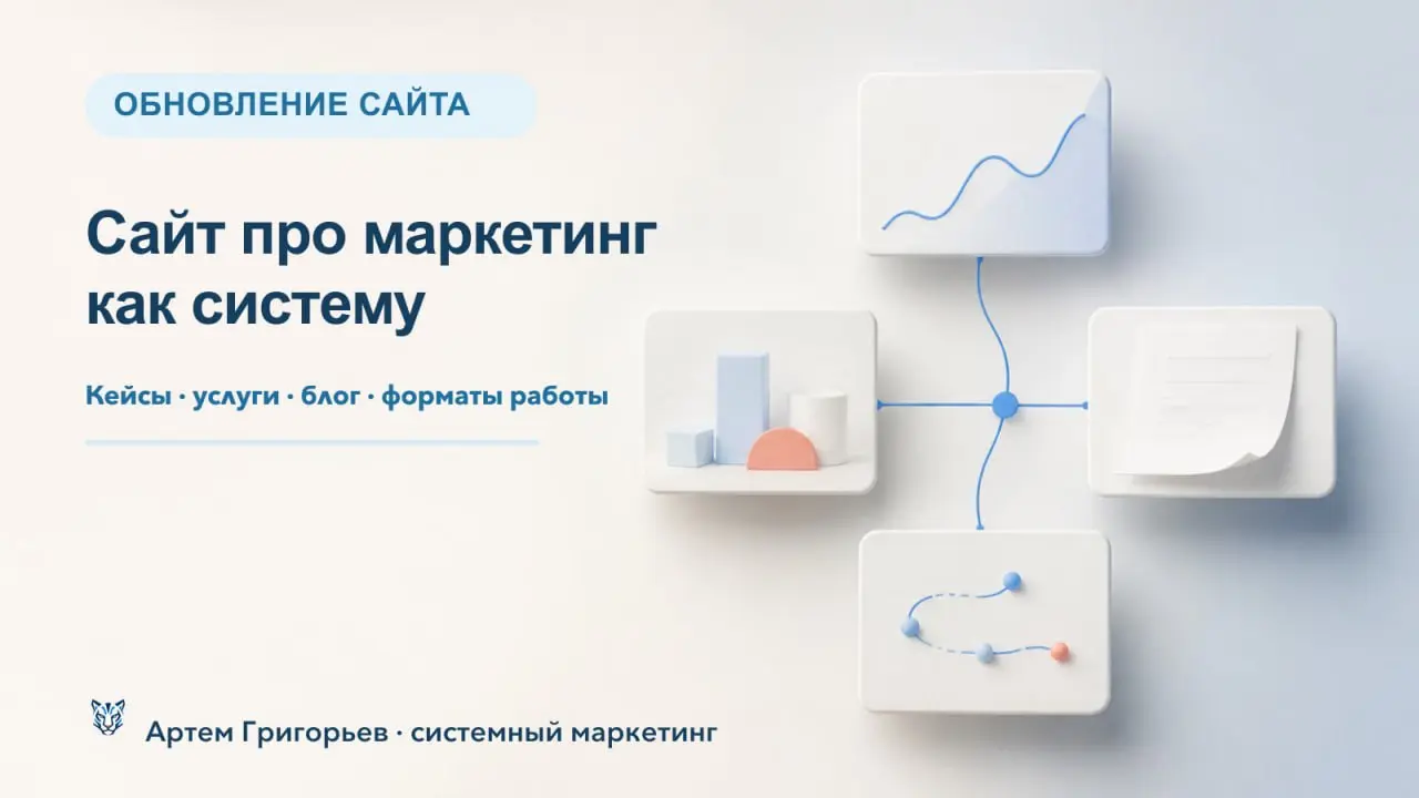 Обновил свой сайт
Это не просто смена дизайна. Я собрал сайт так, чтобы собственник быстрее понял, где у него может теряться результат в маркетинге и с чего начать работу | Сетка — социальная сеть от hh.ru